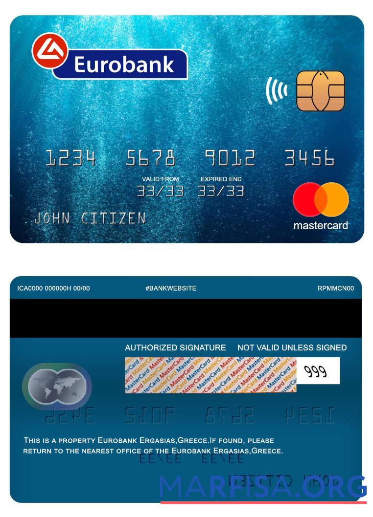 Realistic Greece Eurobank Ergasias mastercard real example